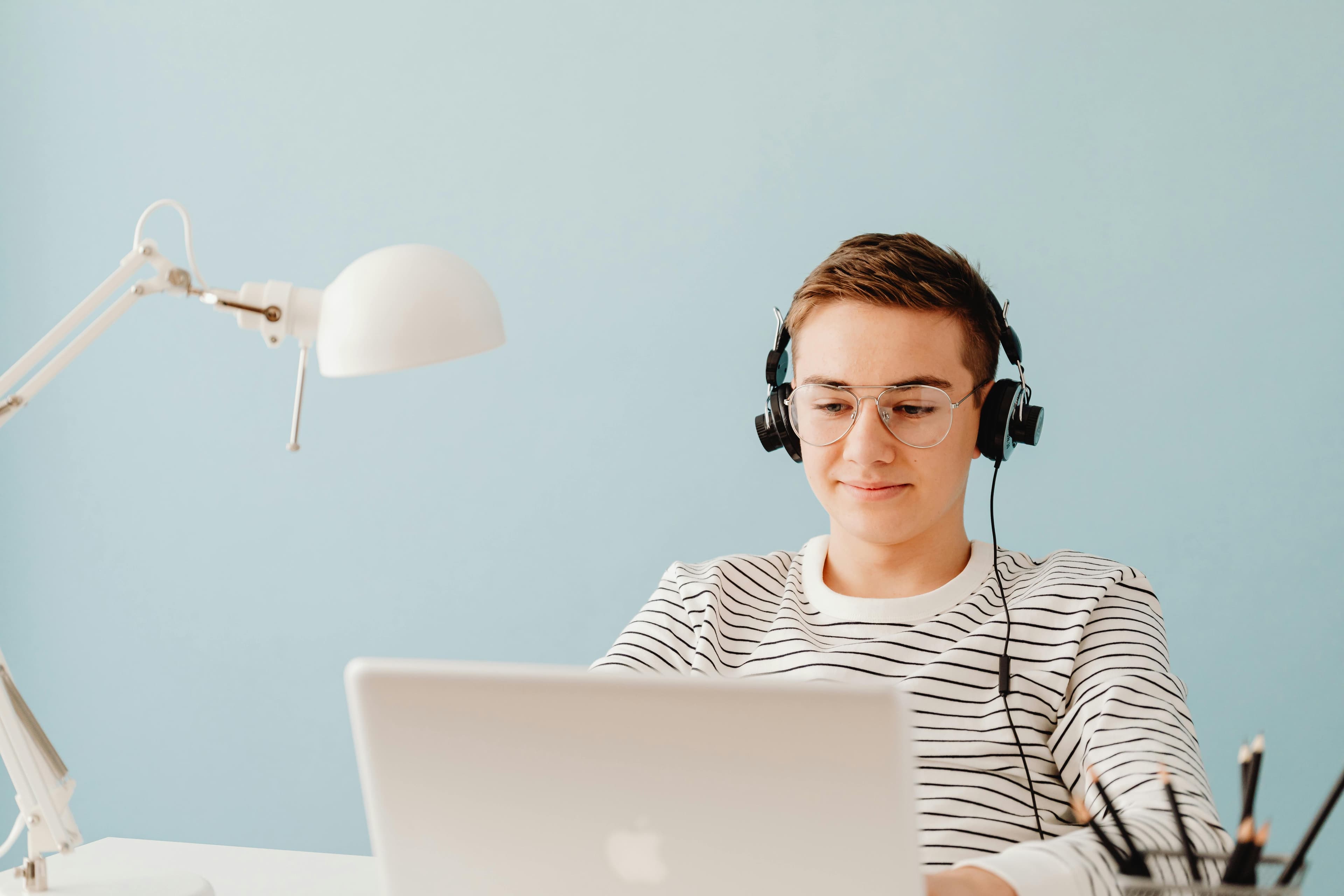 Study notes and digital learning materials in a clean workspace